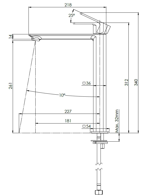 MISCELATORE MONOCOMANDO LAVABO ALTO ICON- Visual Inox- MARIA- pezzi 1