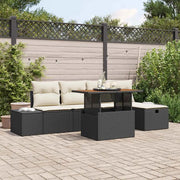 Set Divano da Giardino con cuscino 6 pcs Nero polyrattan