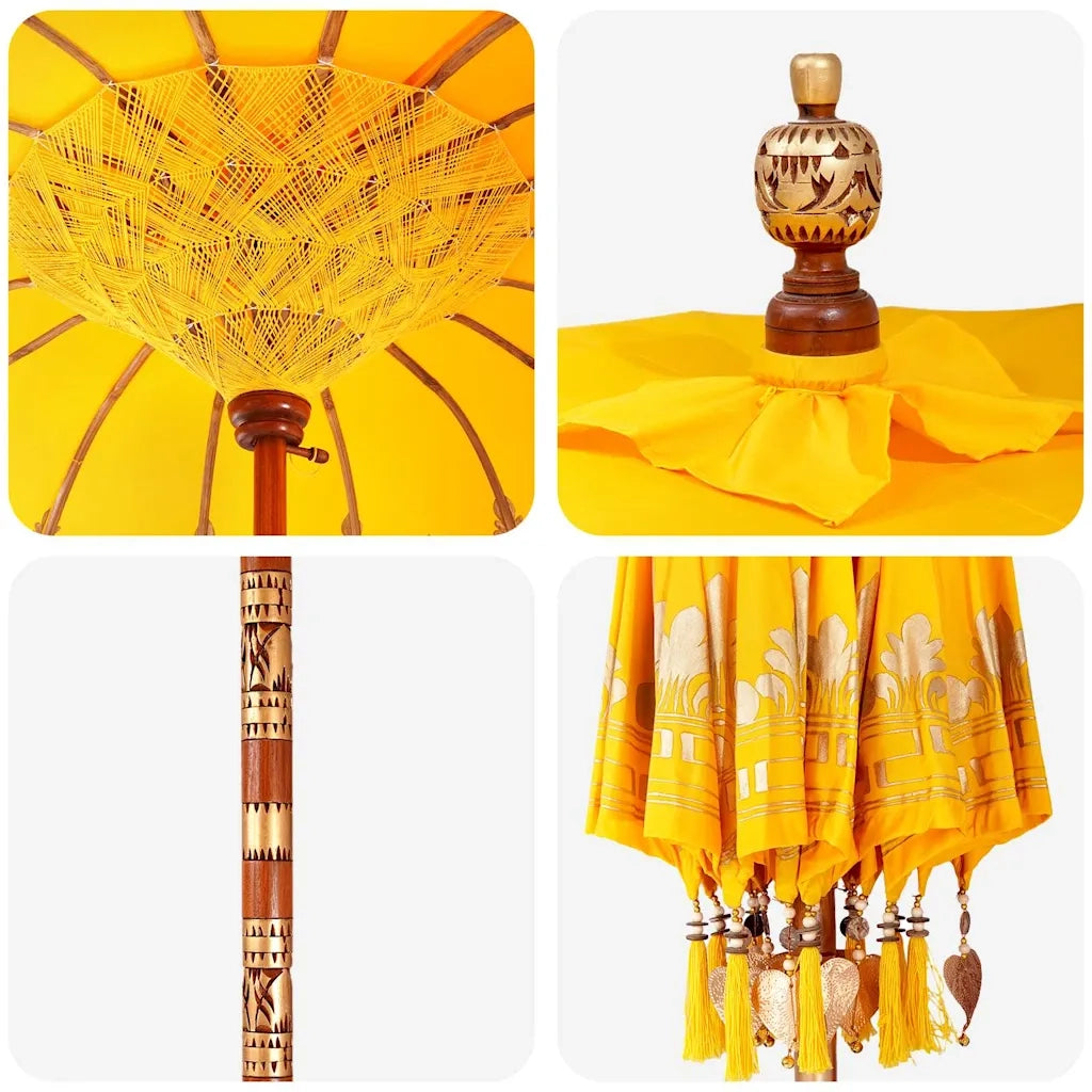 Ombrello balinese con base Giallo 95 x 95 x 260 cm 3356915