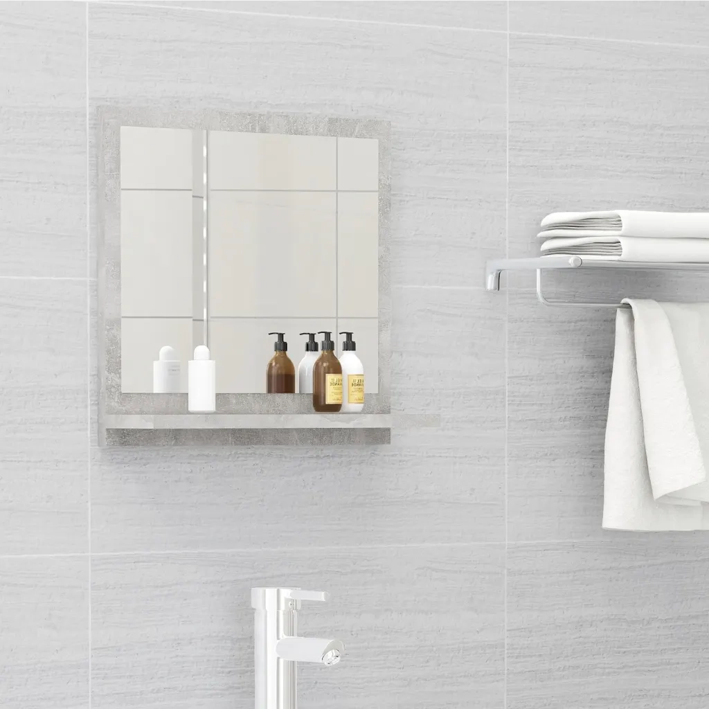Specchio da Bagno | Specchio decorativo Grigio Cemento 40x10,5x37cm Legno Multistrato