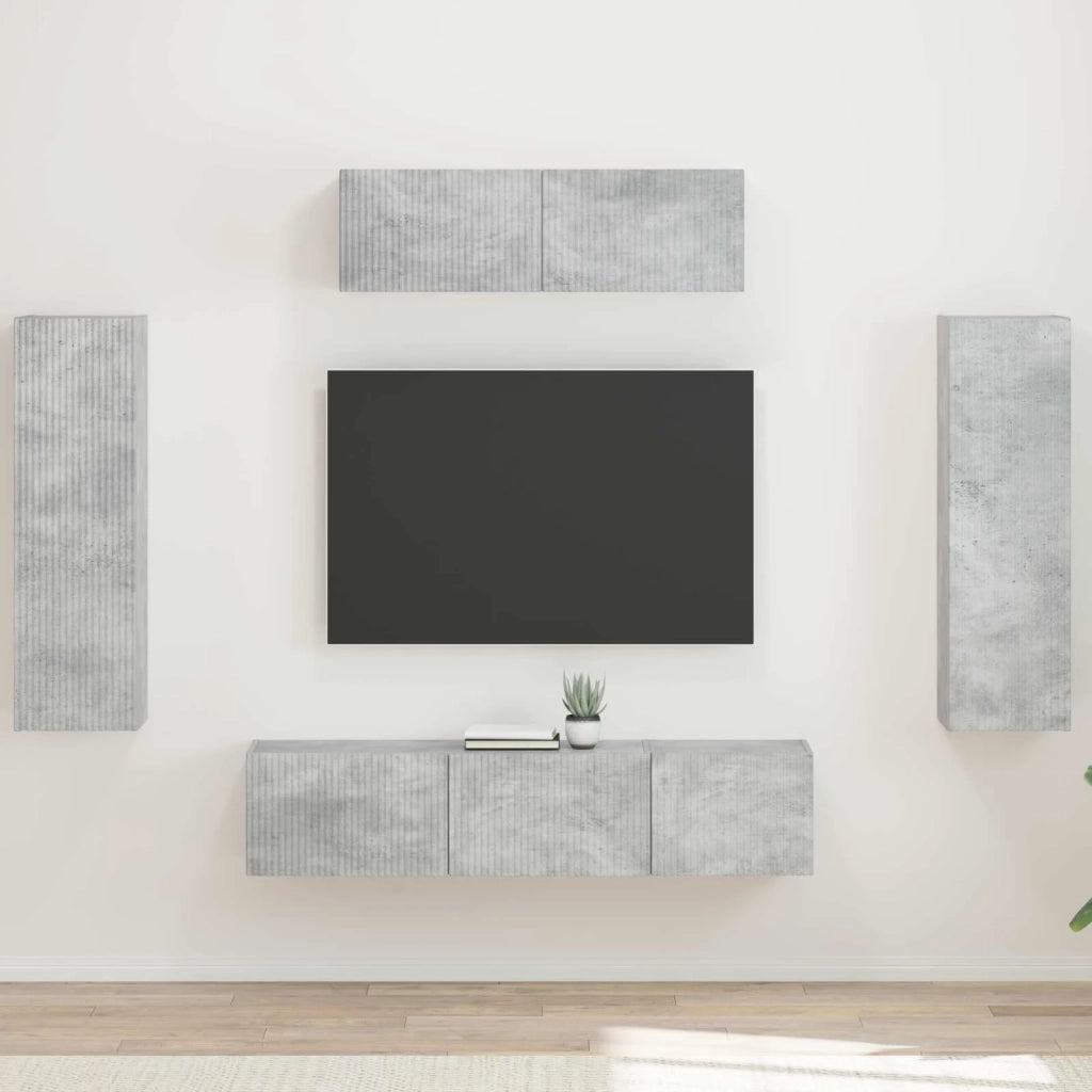 Mobile TV-Credenza per TV 5 pcs Grigio cemento