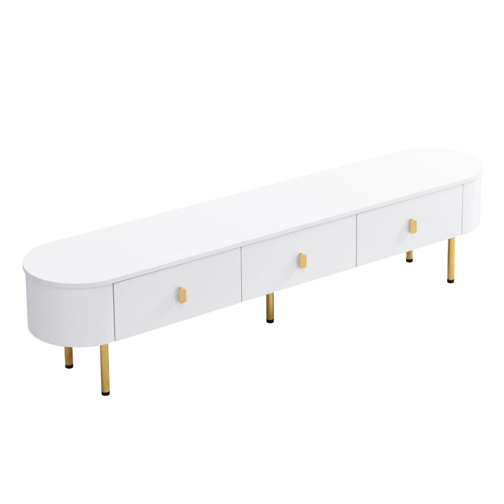 Set tavolino da caffè e mobile TV con cassetti; MDF; bianco e oro