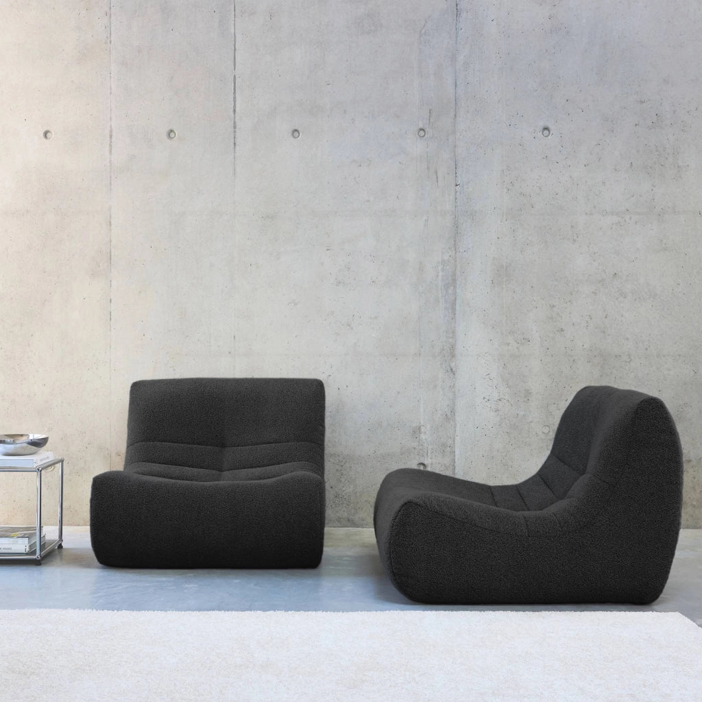 Divano modulare boucle, 2 posti, nero