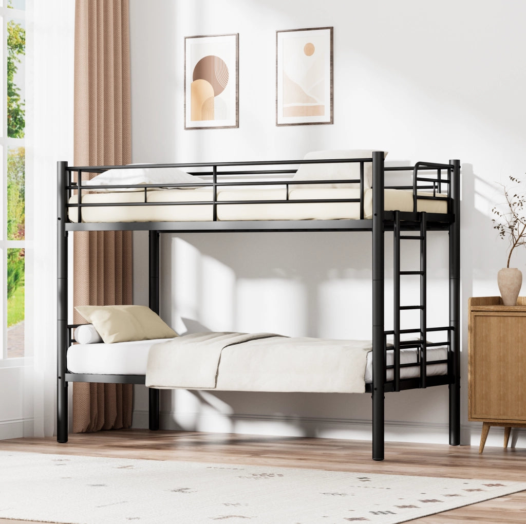 Letto a castello 90x190 cm separabile in 2 letti singoli in metallo nero
