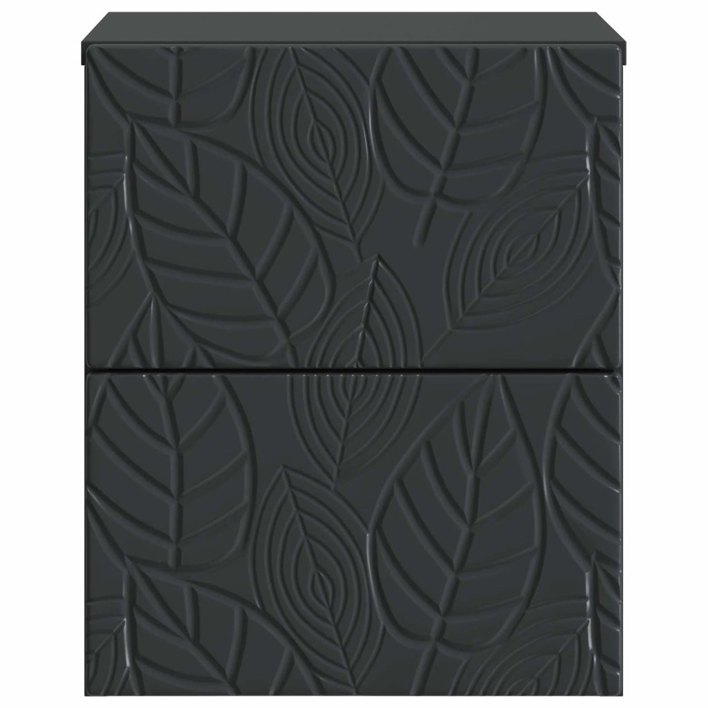 Comodino | Armadio da Notte | Mobiletto da notte a muro Nero 34,5 x 33 x 40 cm