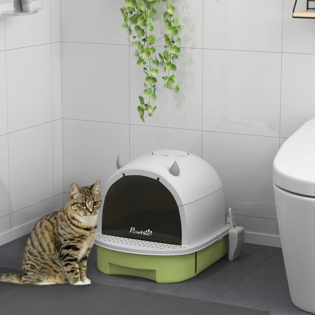 Casetta per gatti chiusa con porta ¨C zephmum ¨C verde 40.5x52x39 cm