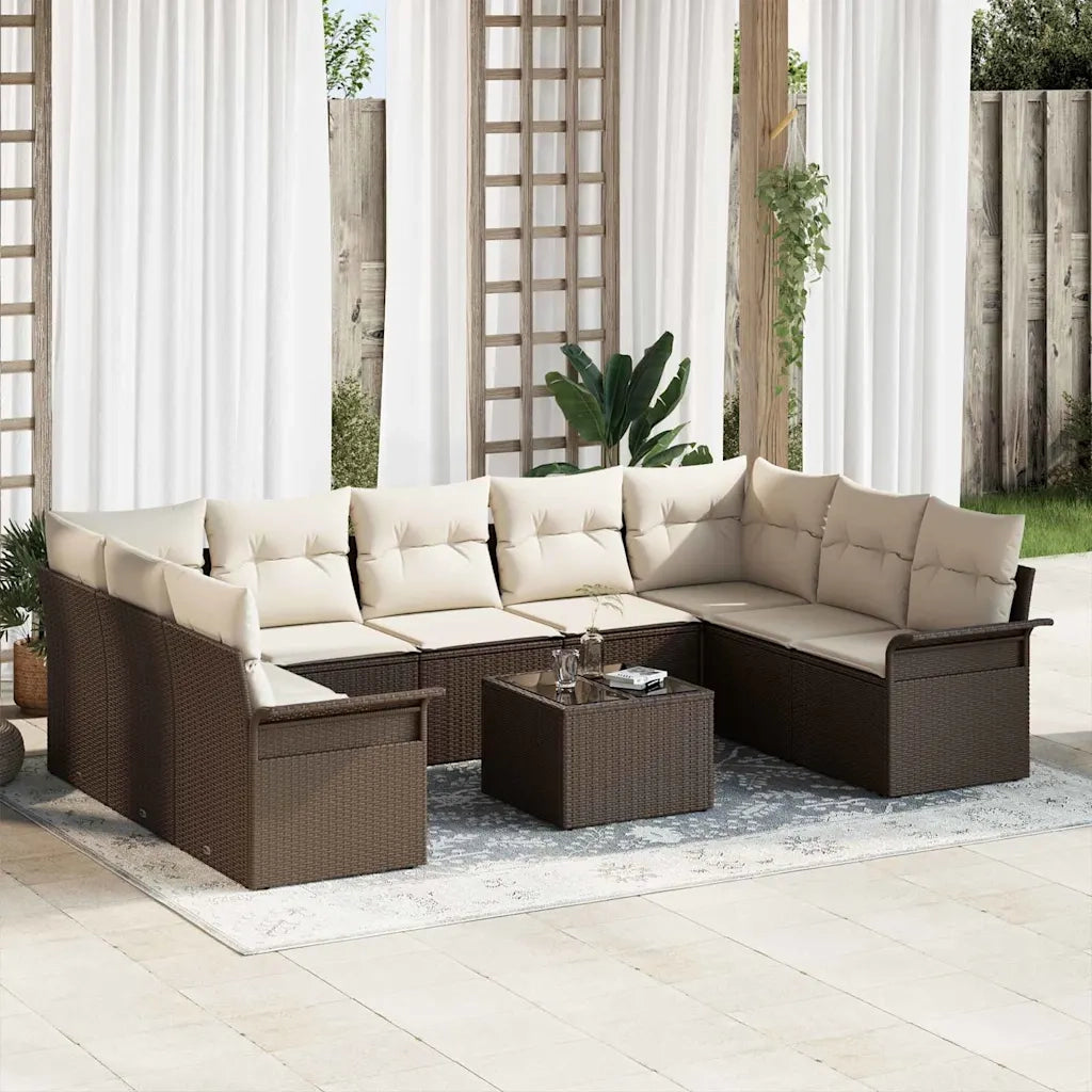 Set Divano da Giardino 10 pcs Grigio polyrattan