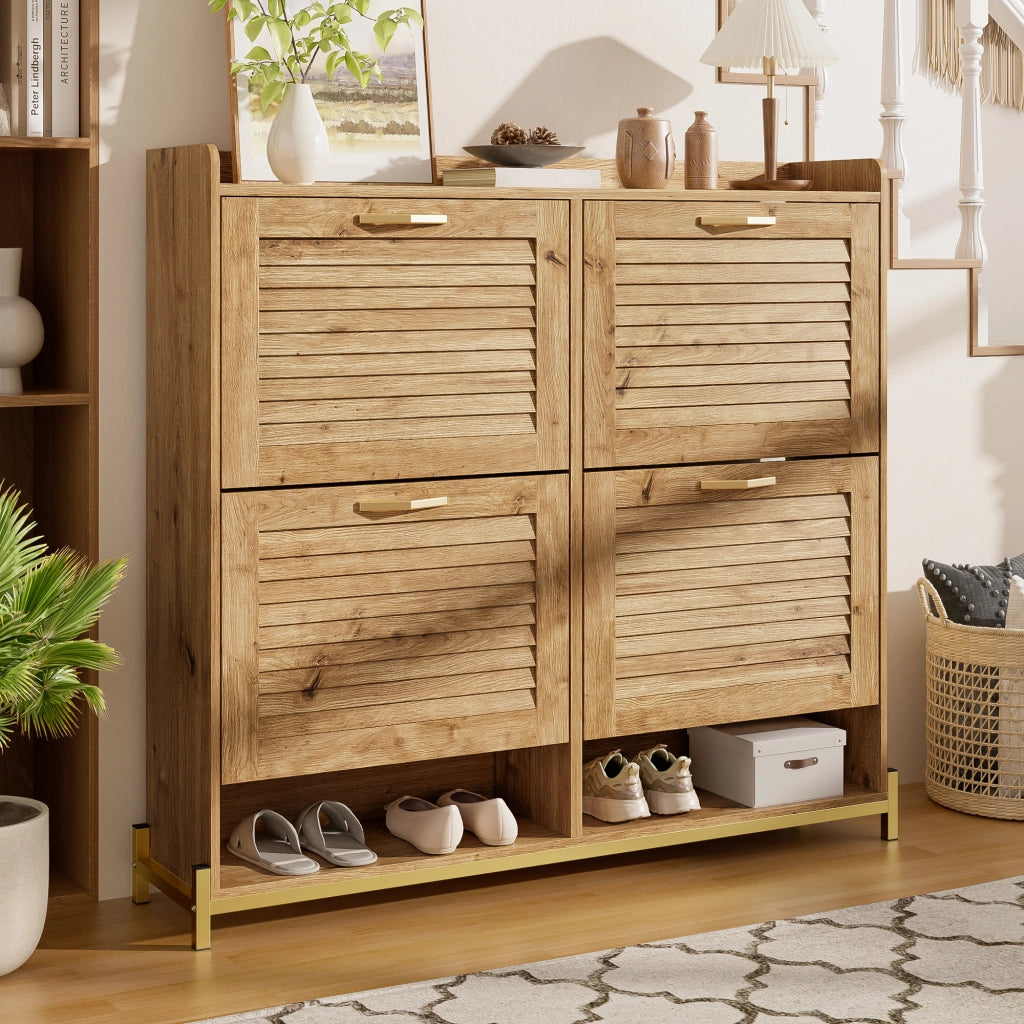 SCARPIERA 4 ante 108,5x24x100 cm MDF colore legno e metallo