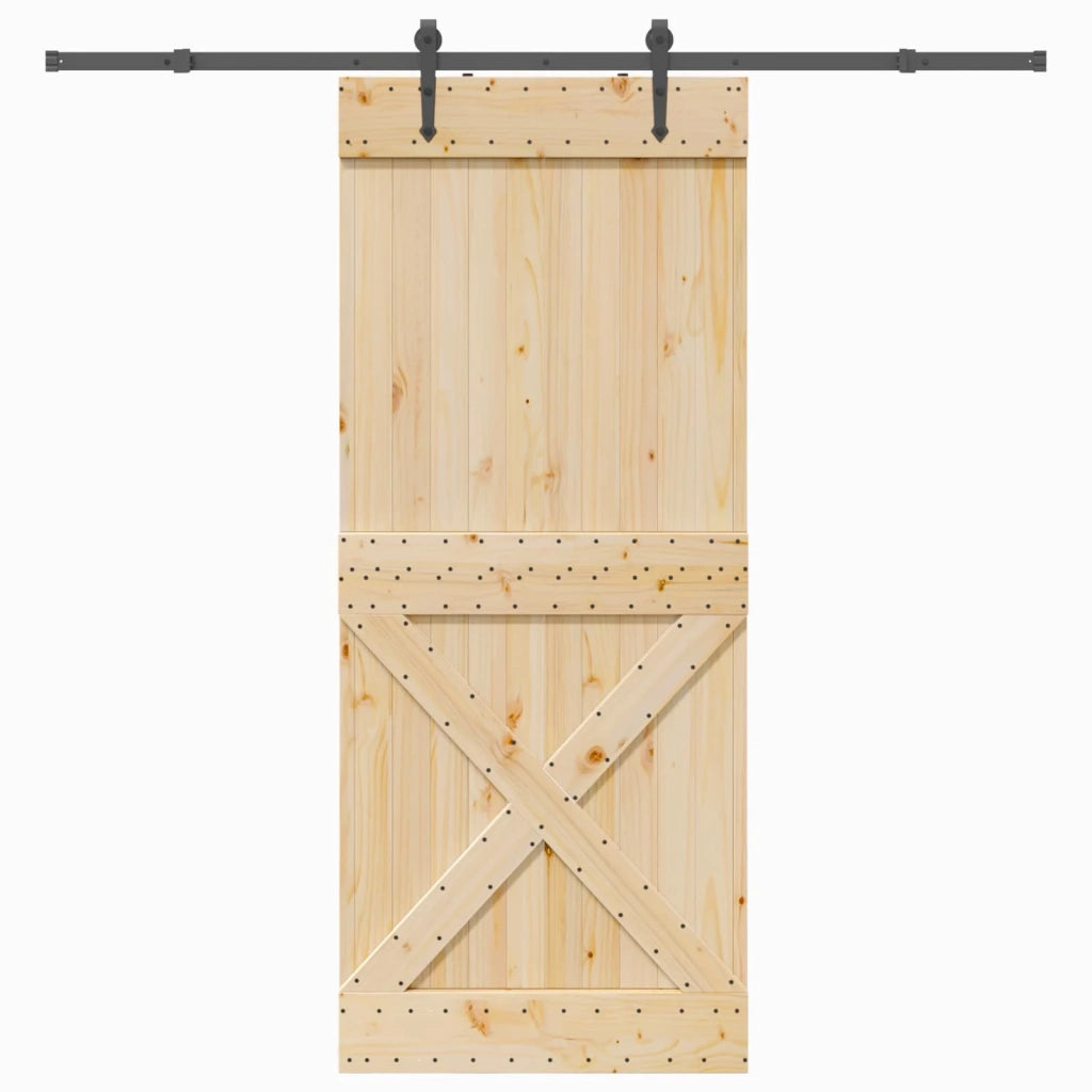 Porta scorrevole NARVIK Naturale e Nero 95 x 210 cm (213,5 cm) 3445393