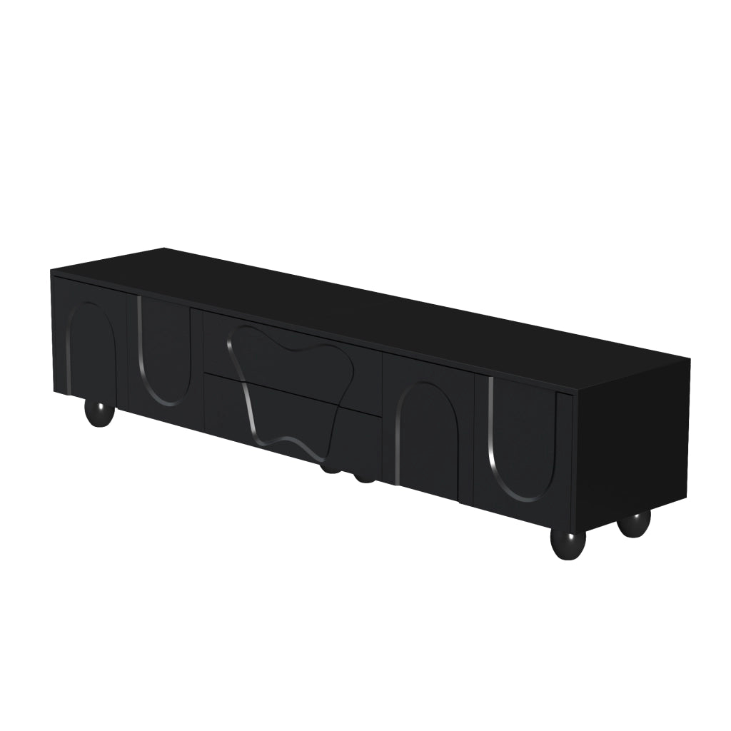 Mobile TV ¨C MINIMAL ¨C Nero, Legno, 180 cm, Soggiorno