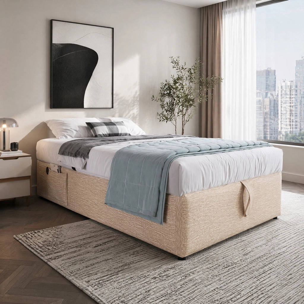 Letto contenitore 90 x 200 cm con ricarica USB e Type-C