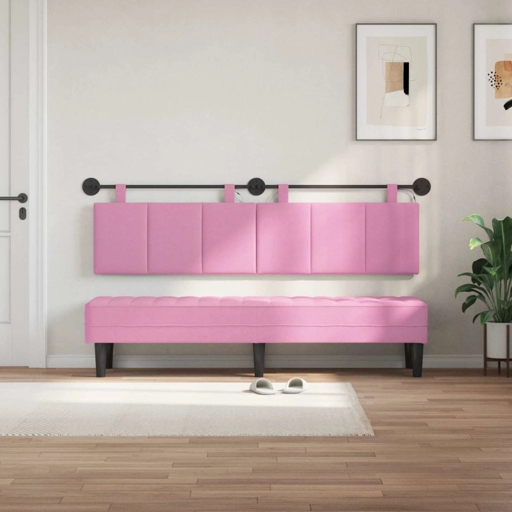 Testiera | Testata sospesa Con luce LED Rosa Tessuto