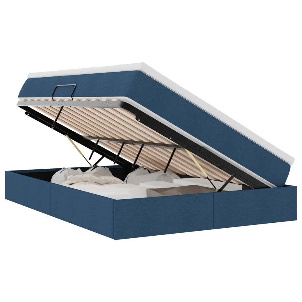 Letto con contenitore e materasso Blu 140 x 190 cm Poliestere