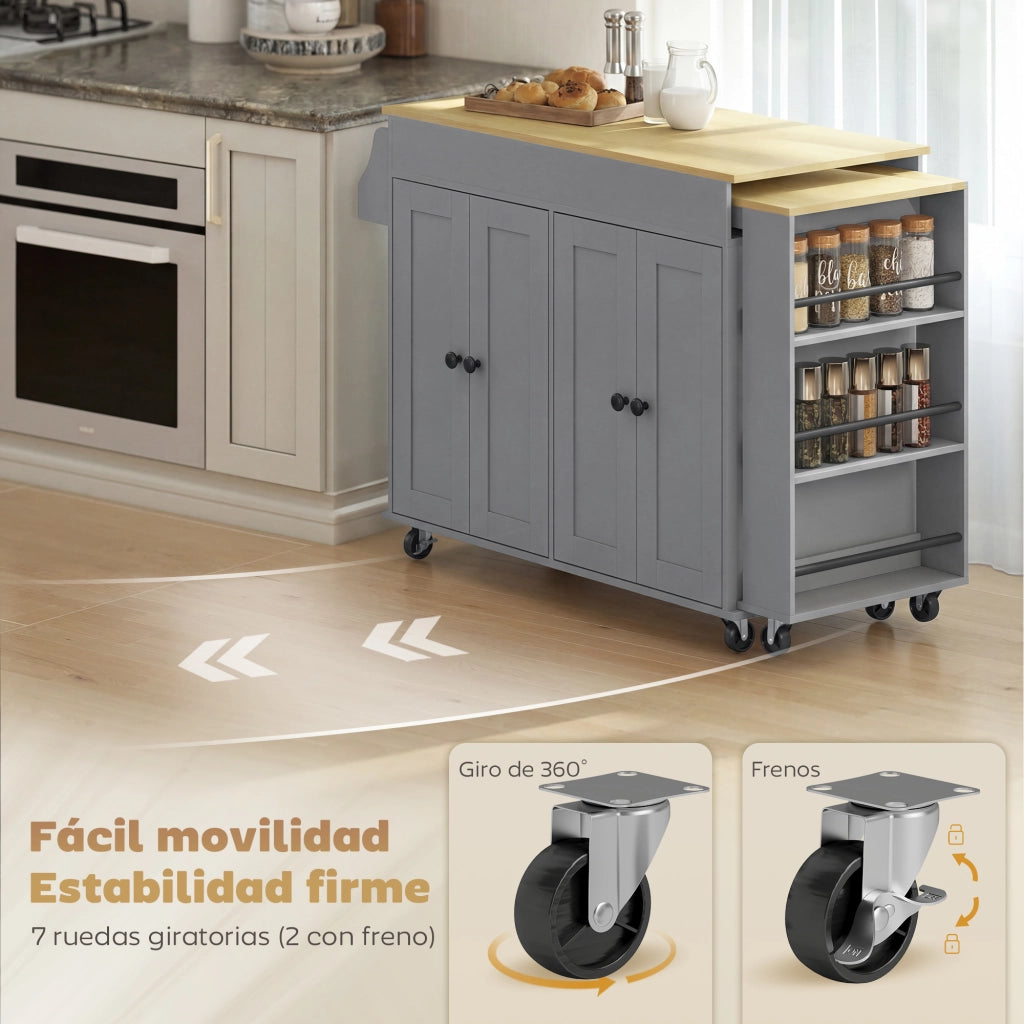 Isola Cucina con Ruote ¨C Zephmum ¨C Grigio