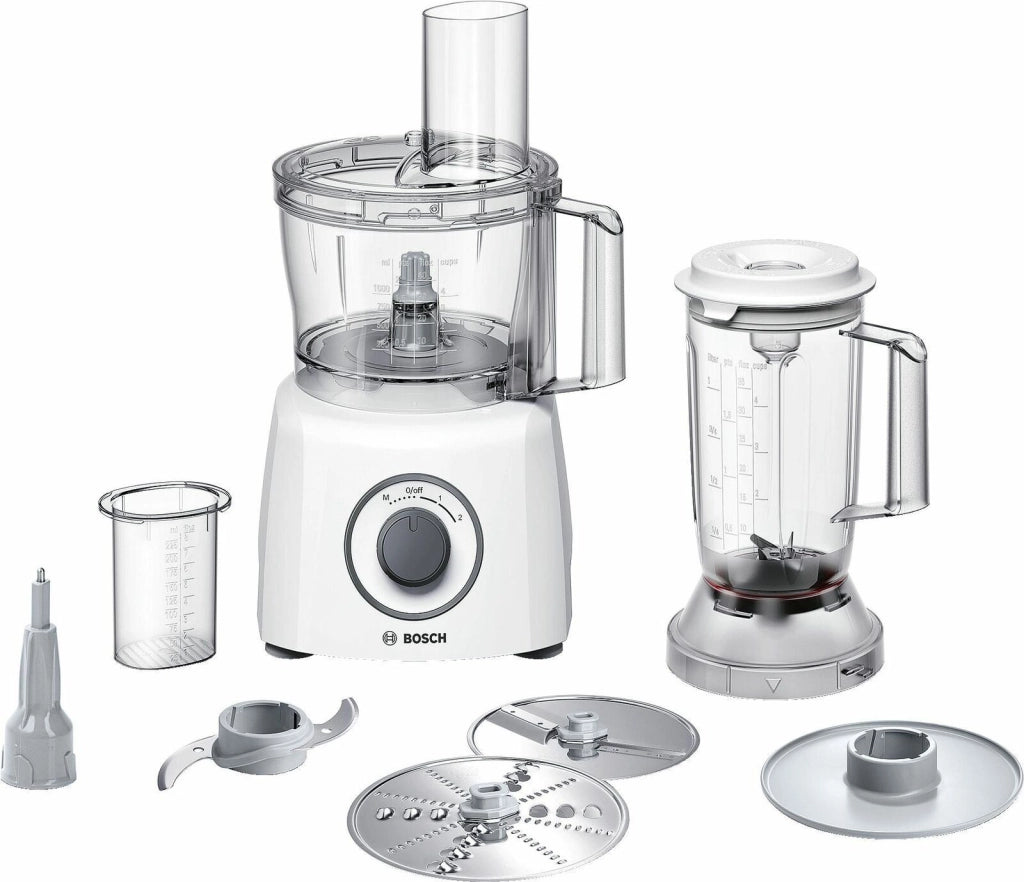 Bosch MCM3200W MultiTalent 3 Robot da Cucina Compatto 800W 2 Velocita' Funzione Pulse Ciotola 2.3 L Bicchiere Frullatore 1 L colore Bianco