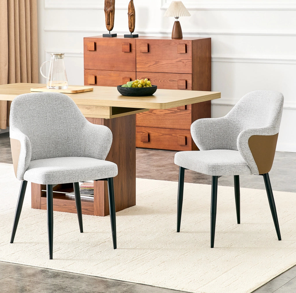 Set di 2 sedie da pranzo grigio chiaro con gambe nere