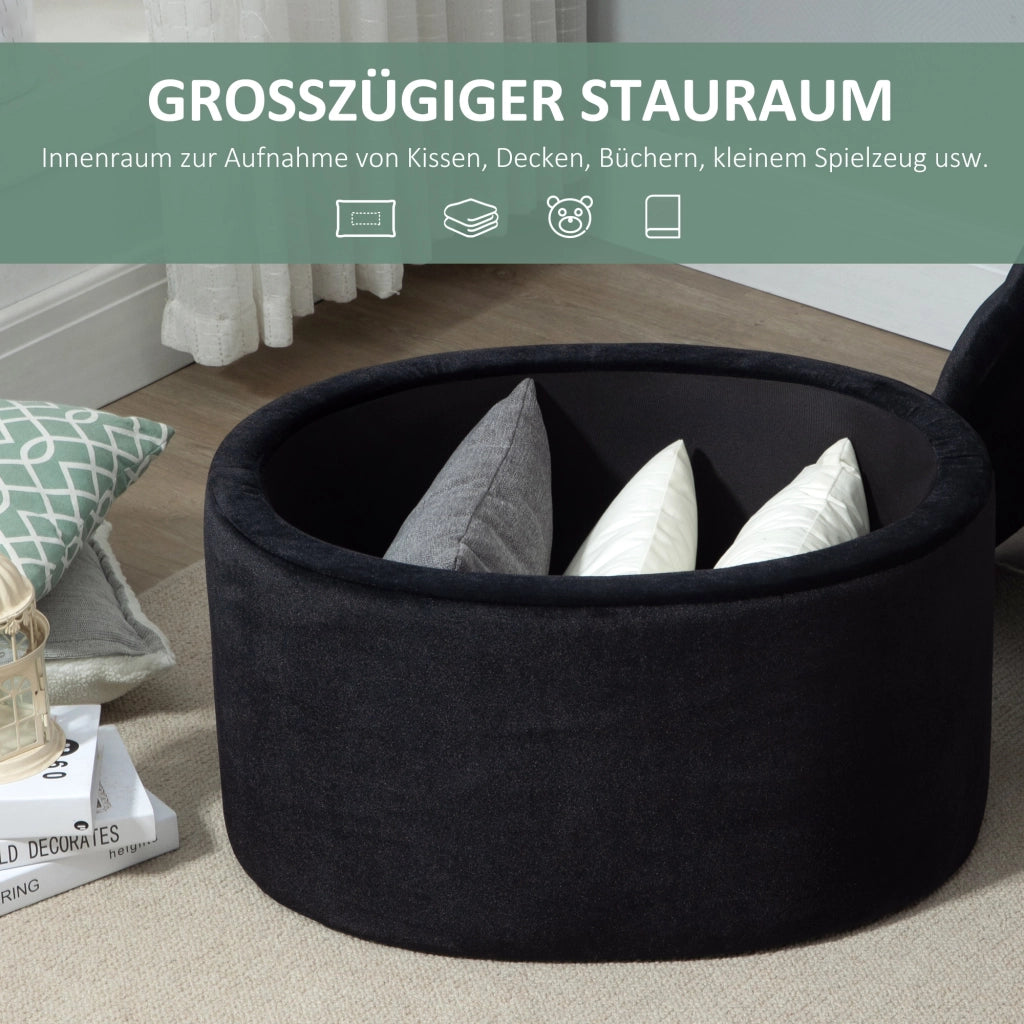 POUF Contenitore Ovale 71x52x42 cm Poliestere Nero