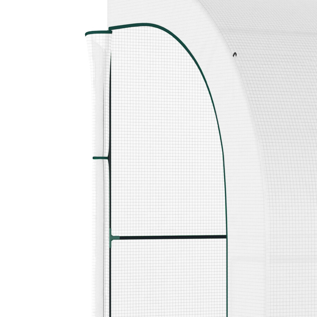 Serra da giardino addossata 300x150x213 cm in acciaio e plastica bianca, 6 ripiani