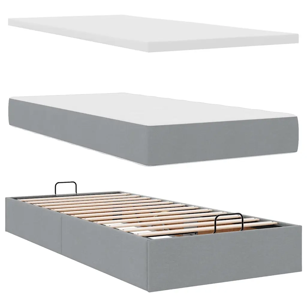 Struttura Letto Pouf con Materasso-Giroletto 80x200 cm in Tessuto