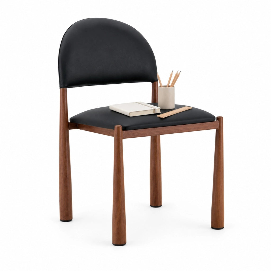Set 2 sedie da pranzo in PU nero con gambe in metallo HOMVRA