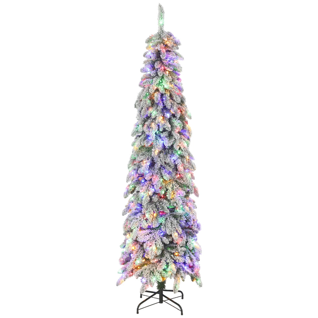 Albero di Natale Stretto 225 cm con Luci LED Bicolori ¨C Minimal ¨C Verde