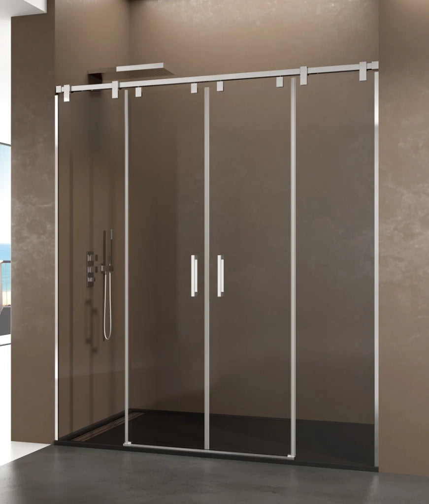 Box doccia angolare FUTURA ingresso ad angolo 90x80 cm (85-90/75-80) alluminio lucido vetro trasparente