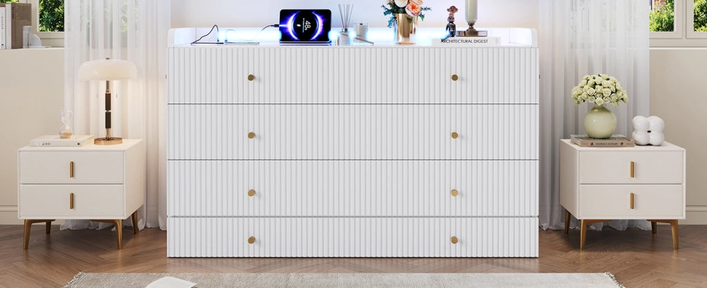 Letto a scomparsa bianco 140x200 cm con cassetti, LED, USB e presa, piano in laccato lucido, trasformabile