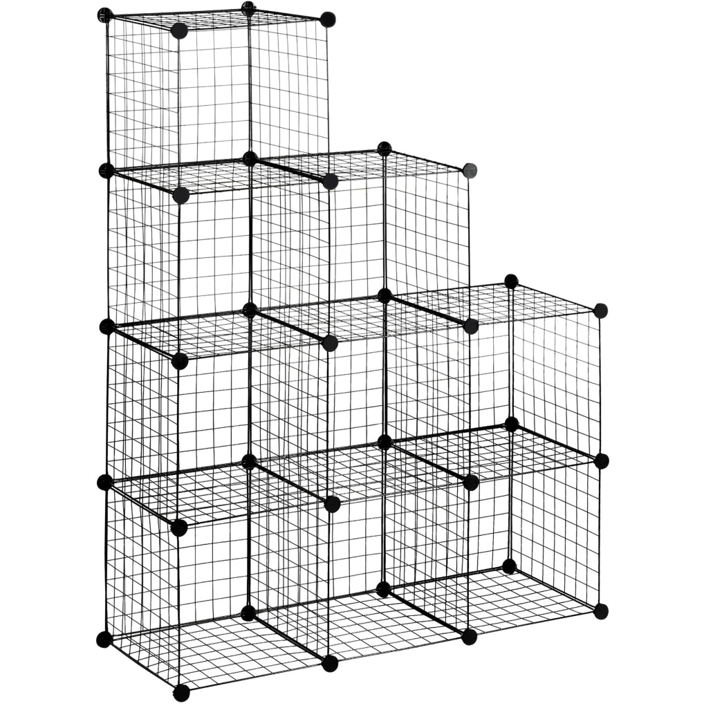 Scaffale modulare a cubi in metallo nero, 6 vani