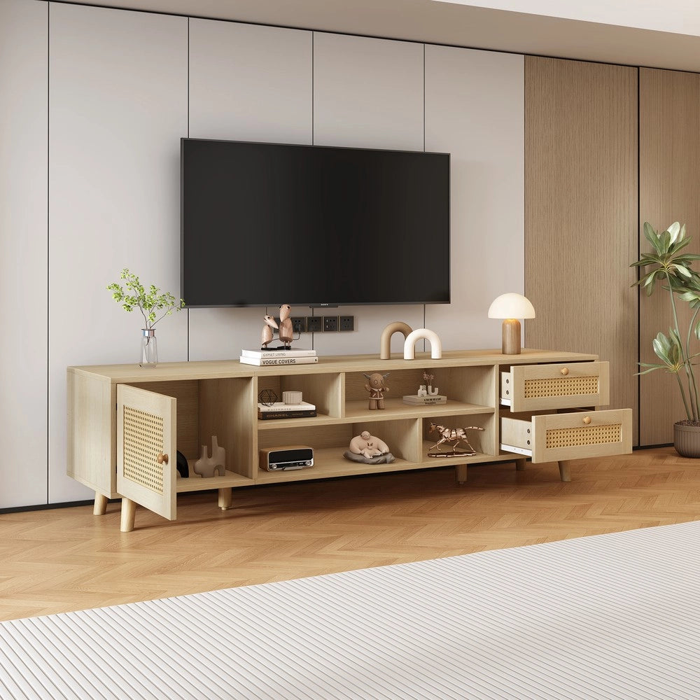Mobile TV Legno Rattan ¨C Xylo ¨C 2 Cassetti, 1 Porta, Soggiorno, 160 cm