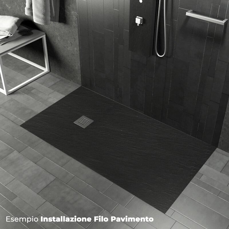 Piatto Doccia in Pietra 80x190 cm Pedrinelli Ardesia Stone Side Antracite