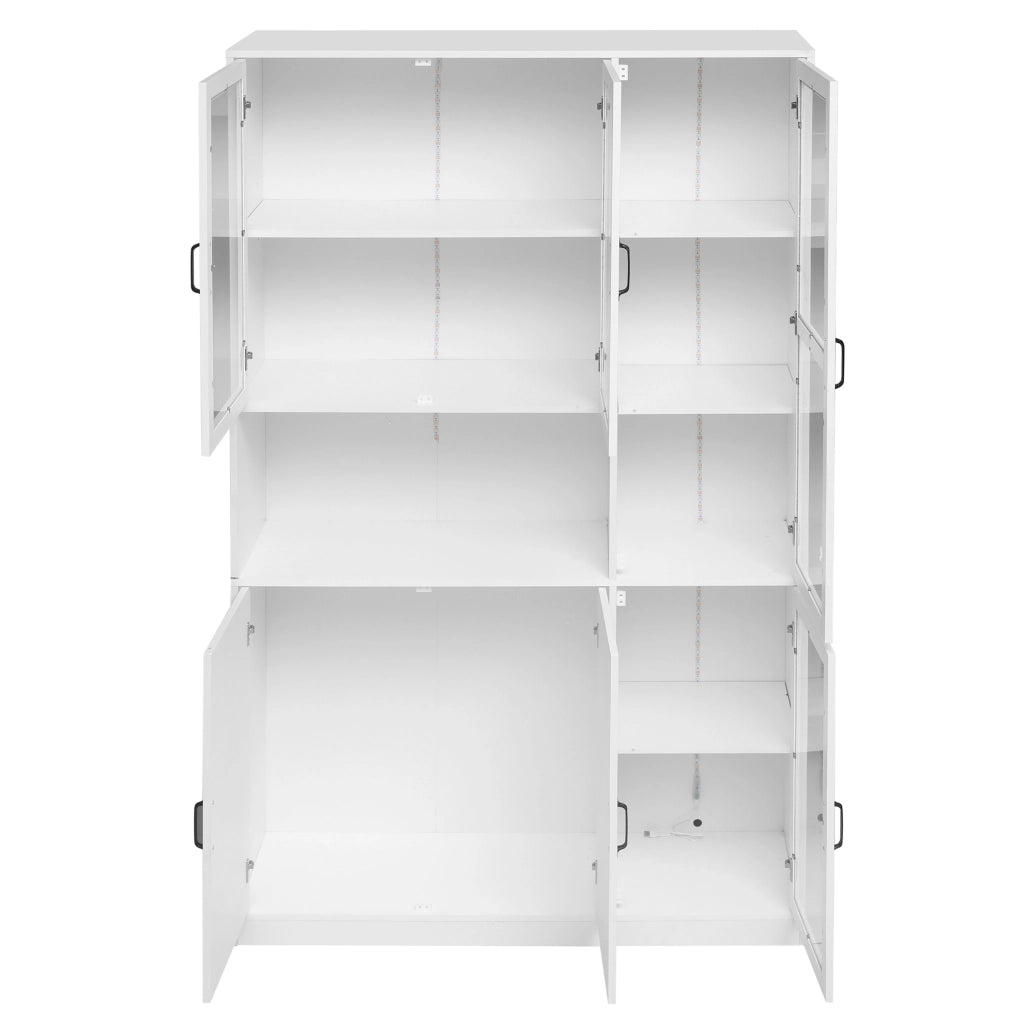 Vetrina 120x40x200 cm con LED USB e 4 ripiani regolabili in MDF bianco