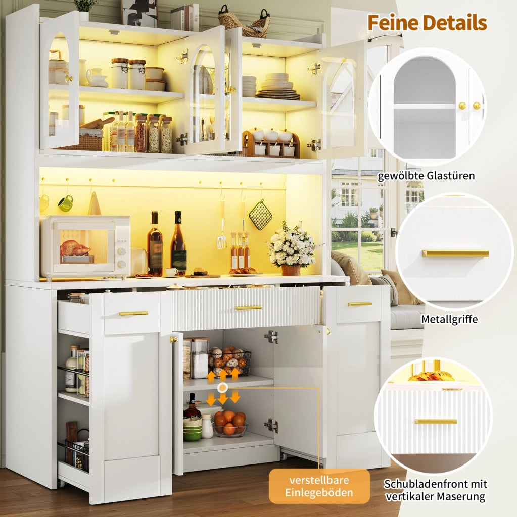 ARMADIO DA CUCINA 120x40x187 cm MDF Bianco con LED RGB