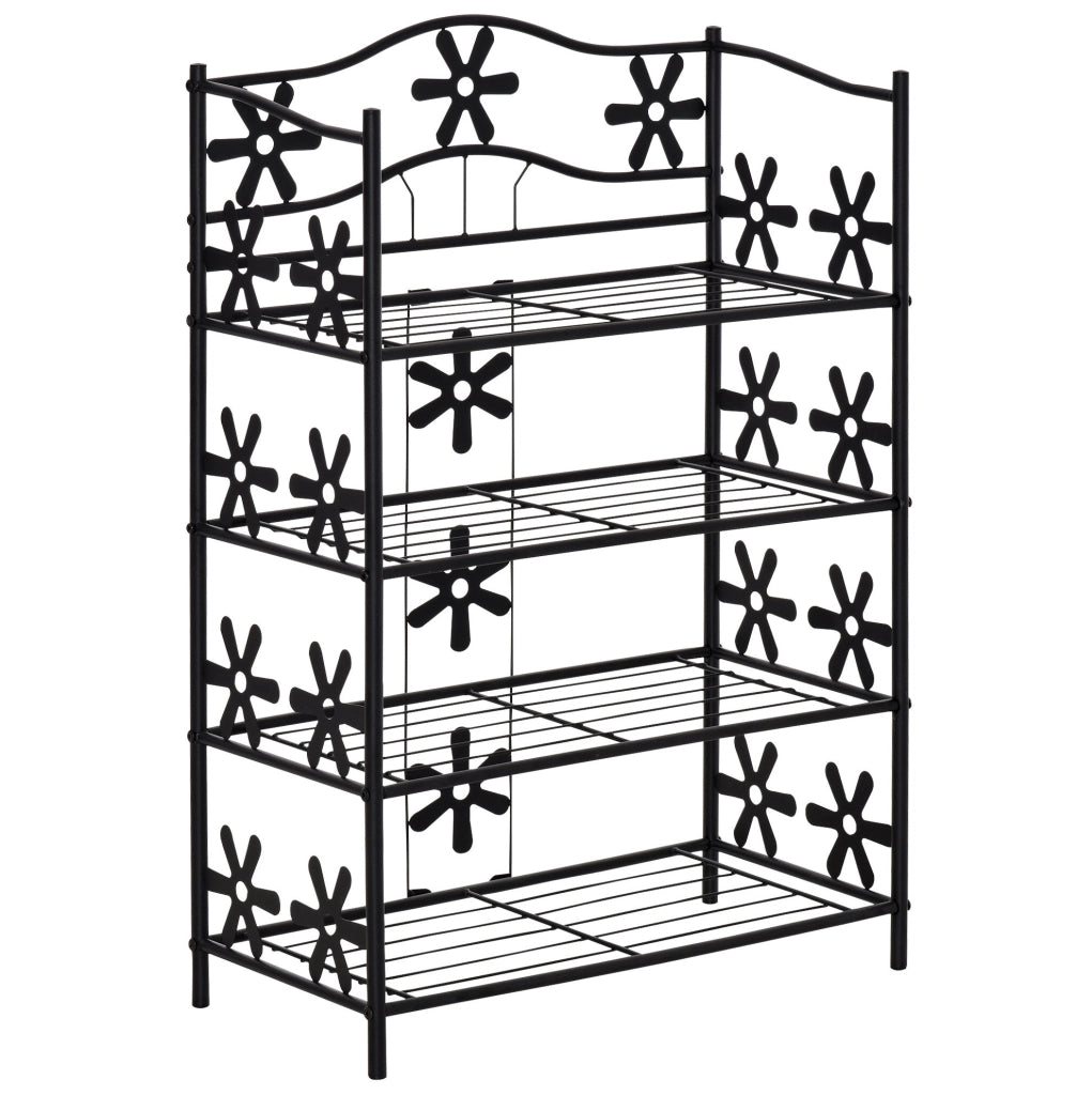 Scaffale portapiante 4 ripiani in metallo nero HOMVRA