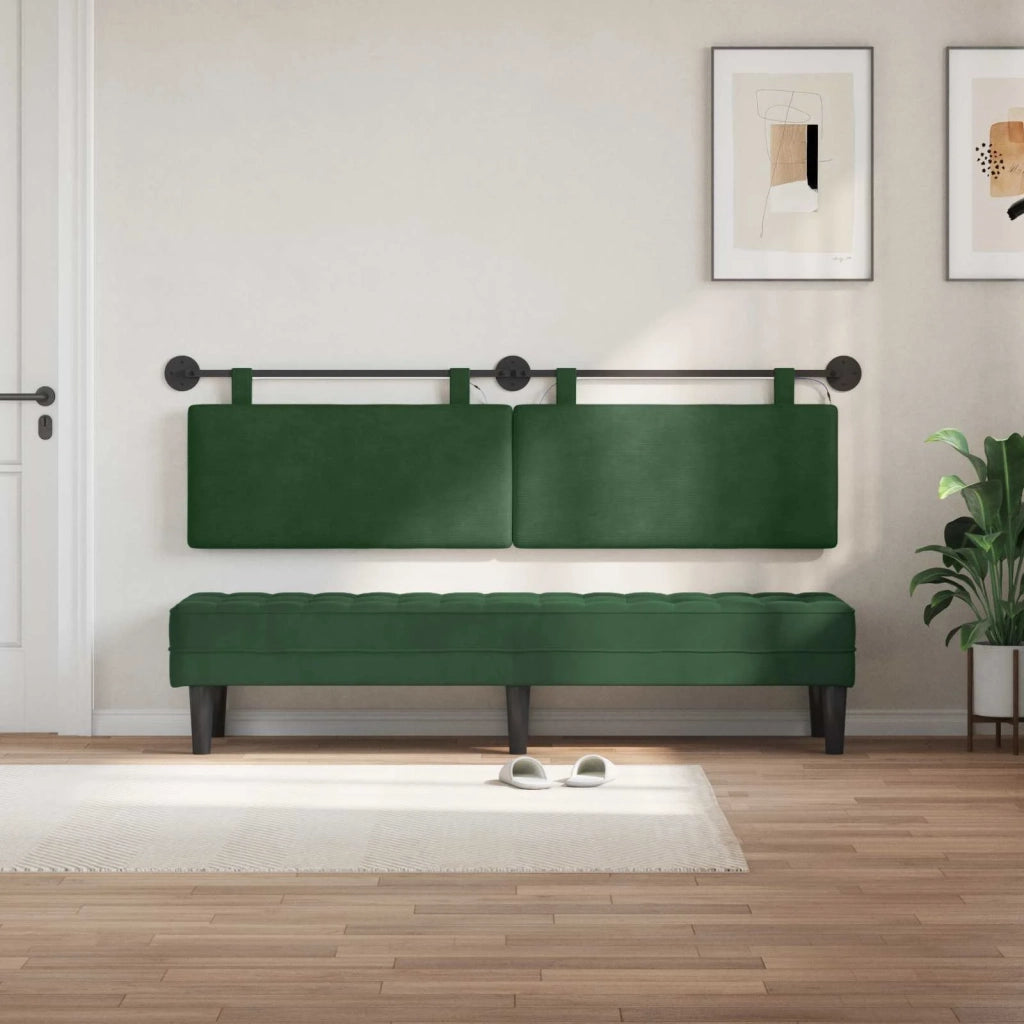 Testiera | Testata sospesa Con luce LED Verde Giungla Tessuto in Cords