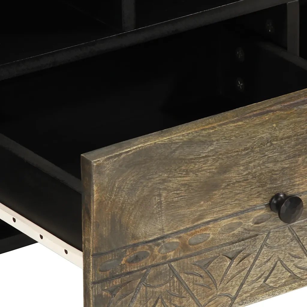 Mobile TV | Armadietto TV | Mobile Porta TV Nero 100x33x46 cm in Legno Massello di Mango