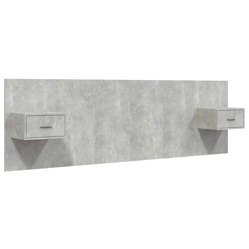 Testiera Letto con Comodini-Testiera con Contenitore in Legno Multistrato Grigio Cemento 726355