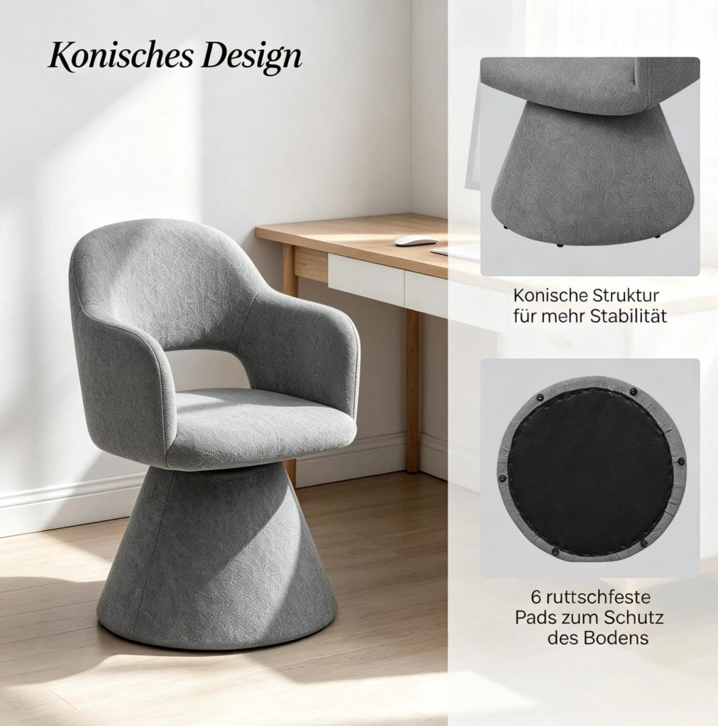 SEDIA DA PRANZO Girevole 360° 60,5x43x80,5 cm Lino Grigio