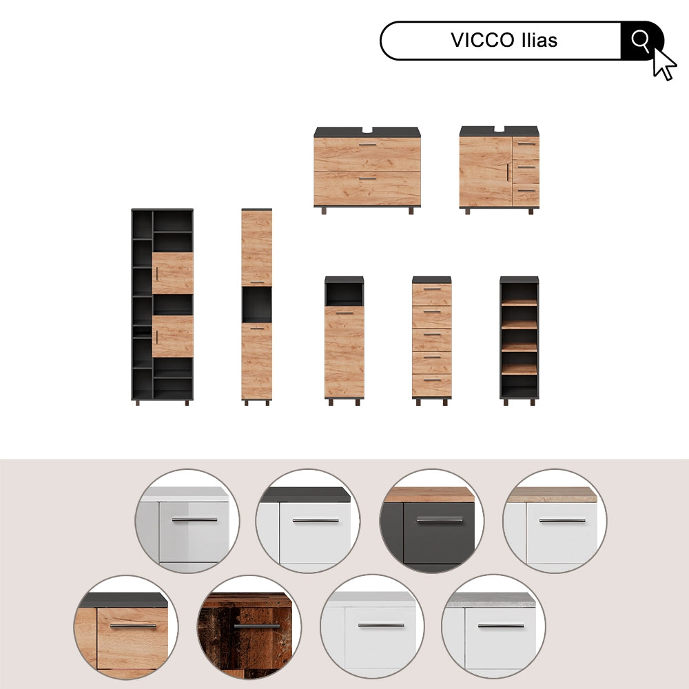 Vicco Set di mobili da bagno Antracite/bianco 4 parti