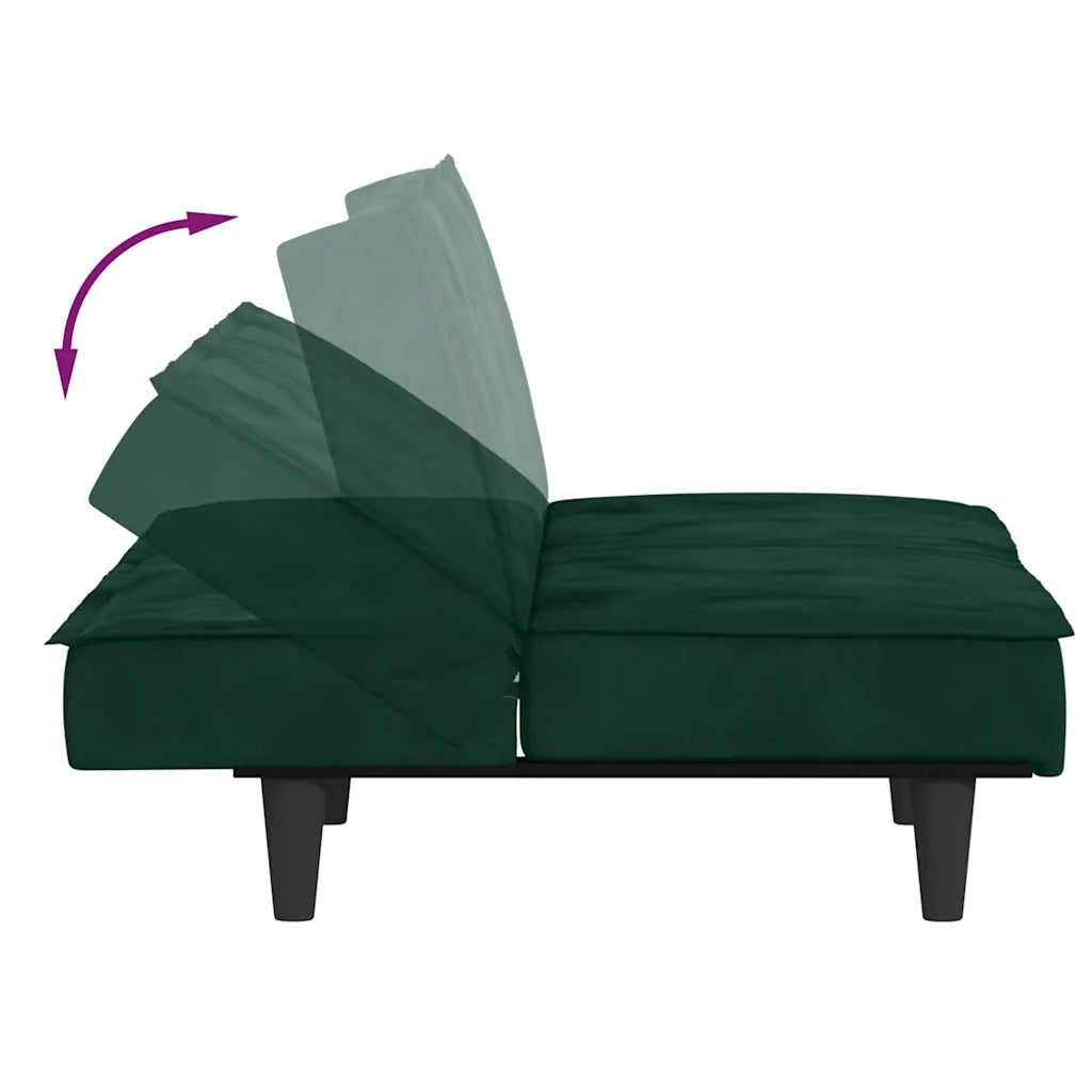 Divano letto | Sof¨¤ letto | Letto singolo Verde Scuro in Velluto