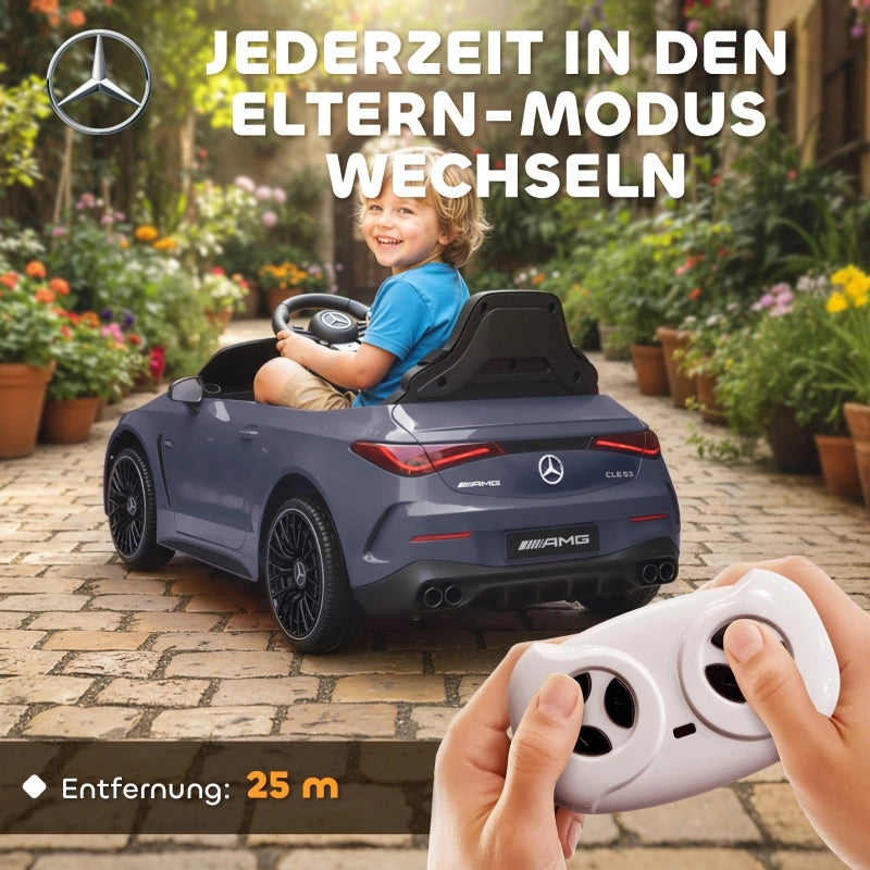 Macchina elettrica per bambini, design Mercedes, motore 12V, telecomando, luci a LED, musica, per bambini dai 3 ai 6 anni, colore grigio.