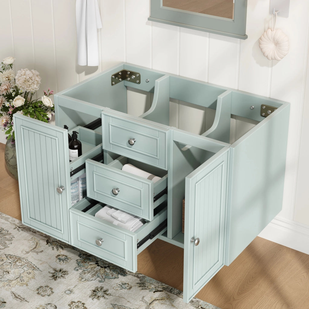 Mobile sottolavabo sospeso verde in MDF con cassetti e vano, 78,5 cm