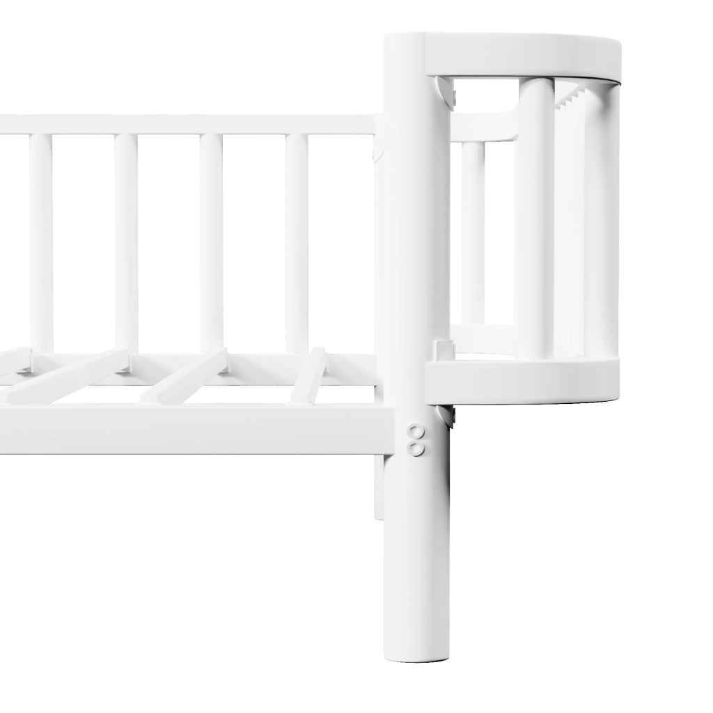 Letto da giorno 140 × 200 cm in metallo con rete a doghe in acciaio bianco per camera e soggiorno