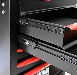 Carrello portattrezzi mobile in acciaio con 6 cassetti, dimensioni 60x33x77,5 cm, colore nero e rosso