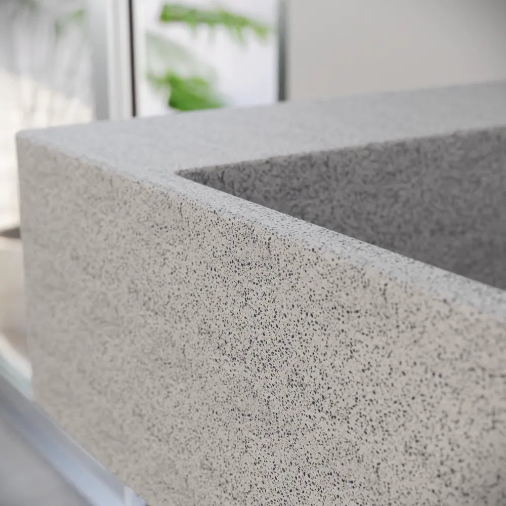 Lavabo sospeso a muro rettangolare 90x48x13 cm in microcemento beige | Tasman