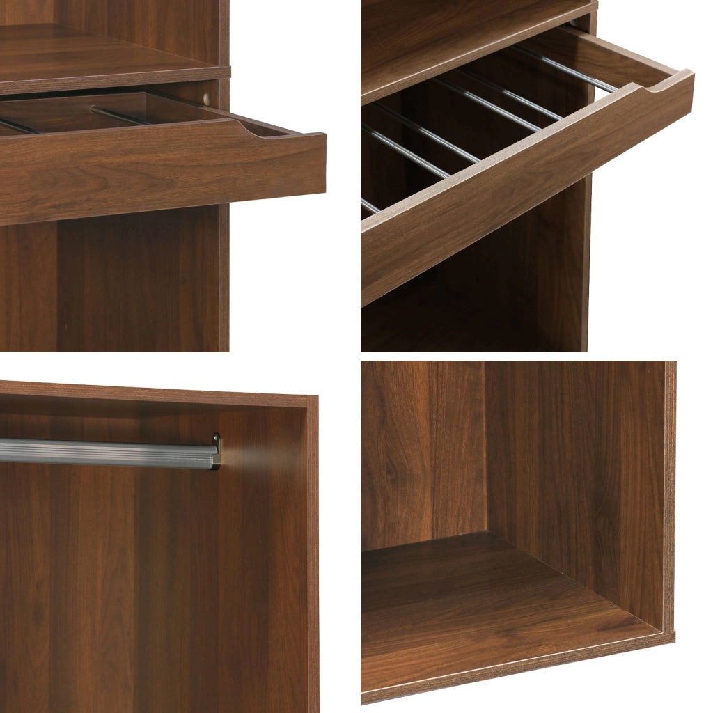 Modulo guardaroba effetto legno con appendiabiti e portapantaloni,