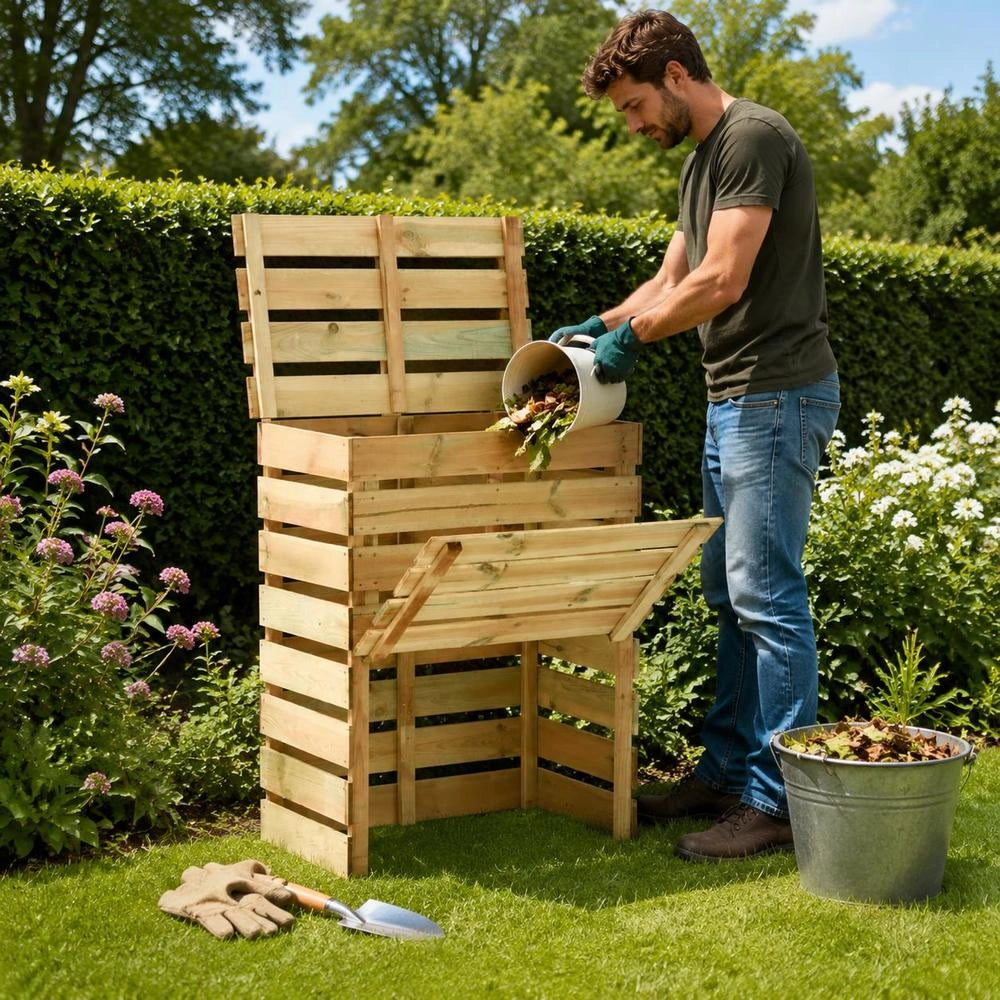 Slatted Compost Bin 80x50x100 Cm, Pine Wood, Impregnated