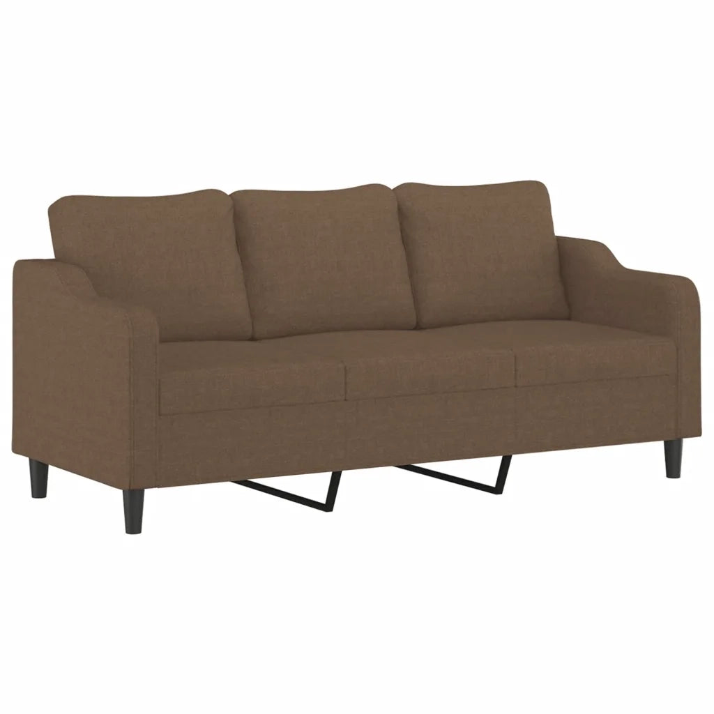 Set di Divani 4 pz con Cuscini Marrone in Tessuto