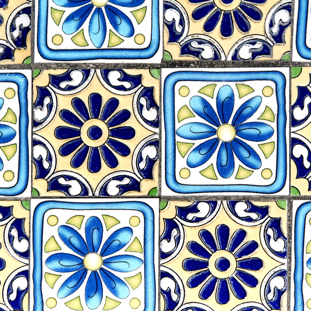 Tavolo da bistrot da giardino in metallo nero con struttura in ferro ø 60 cm e piano a mosaico stile vintage da esterno