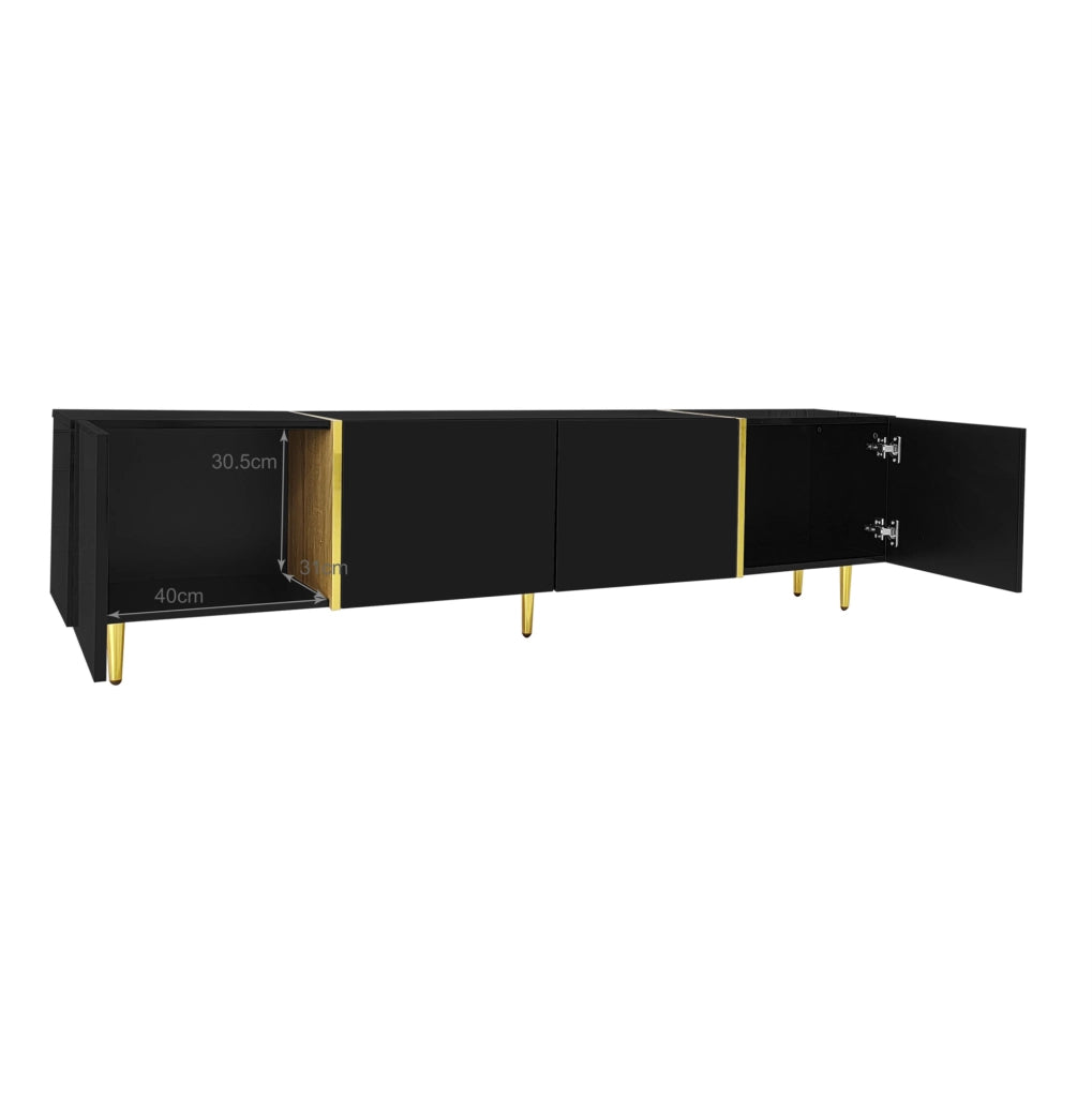Set mobile TV e tavolino 170/100 cm nero – ampio spazio contenitore