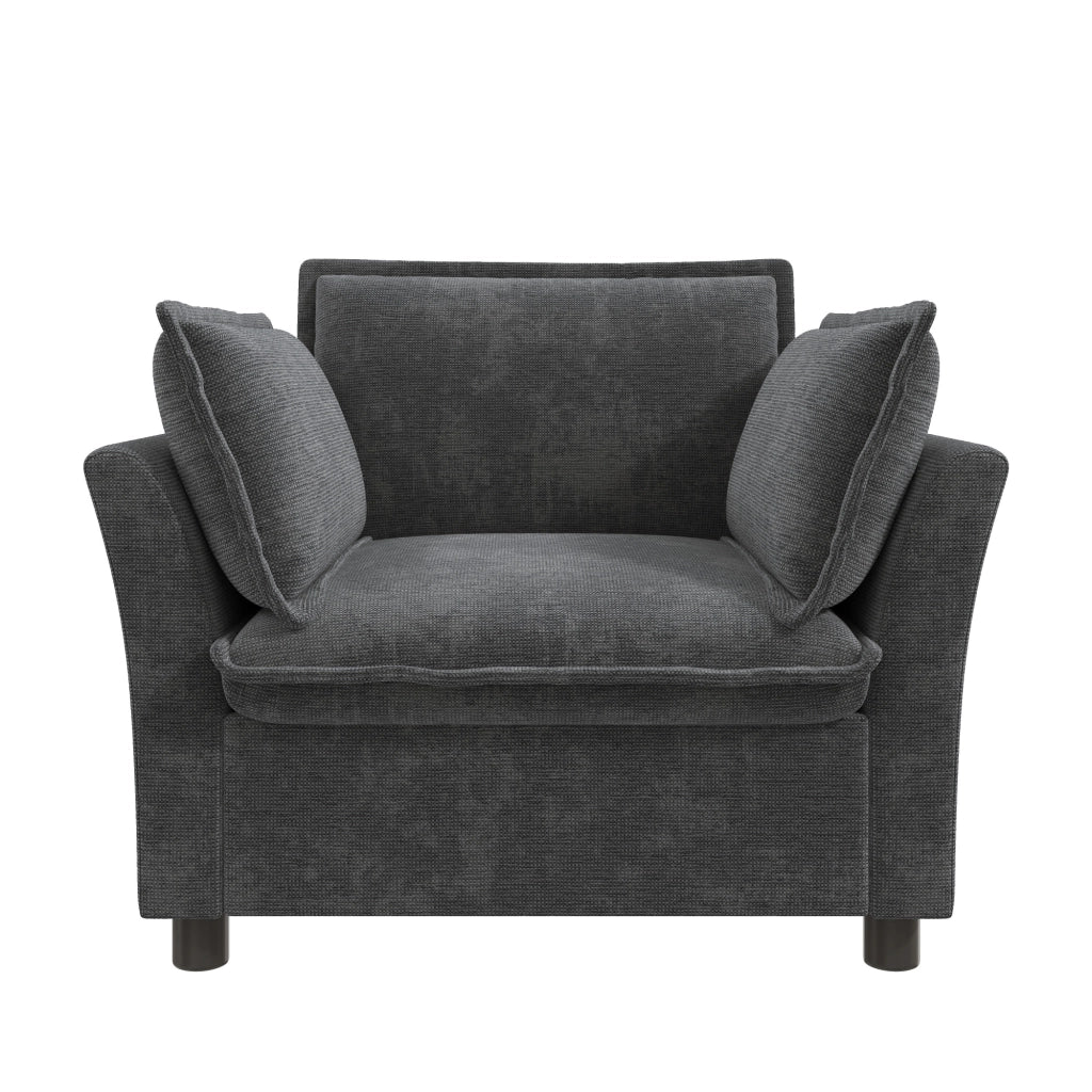 Poltrona 1 posto 90x81x87 cm con 2 cuscini rimovibili in ciniglia grigia